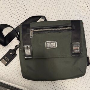 TUMI Olive and Vintage Black Messenger Bag